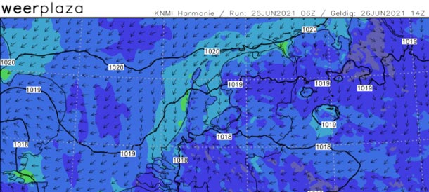 Weerplaza wind overview with wind gusts