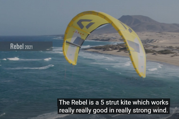Duotone Rebel kite: een robuuste kite met 5 struts