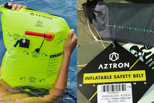 Inflatable safety belt kiteboarding