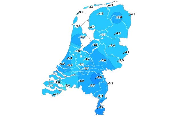 Gevoelstemperatuur vandaag in Nederland